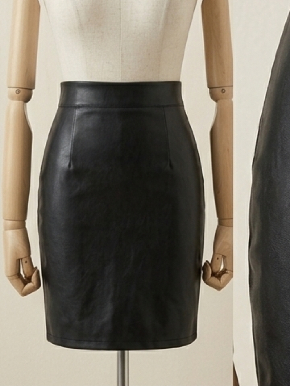 Commando Black Faux Leather High-Waist Pencil Skirt